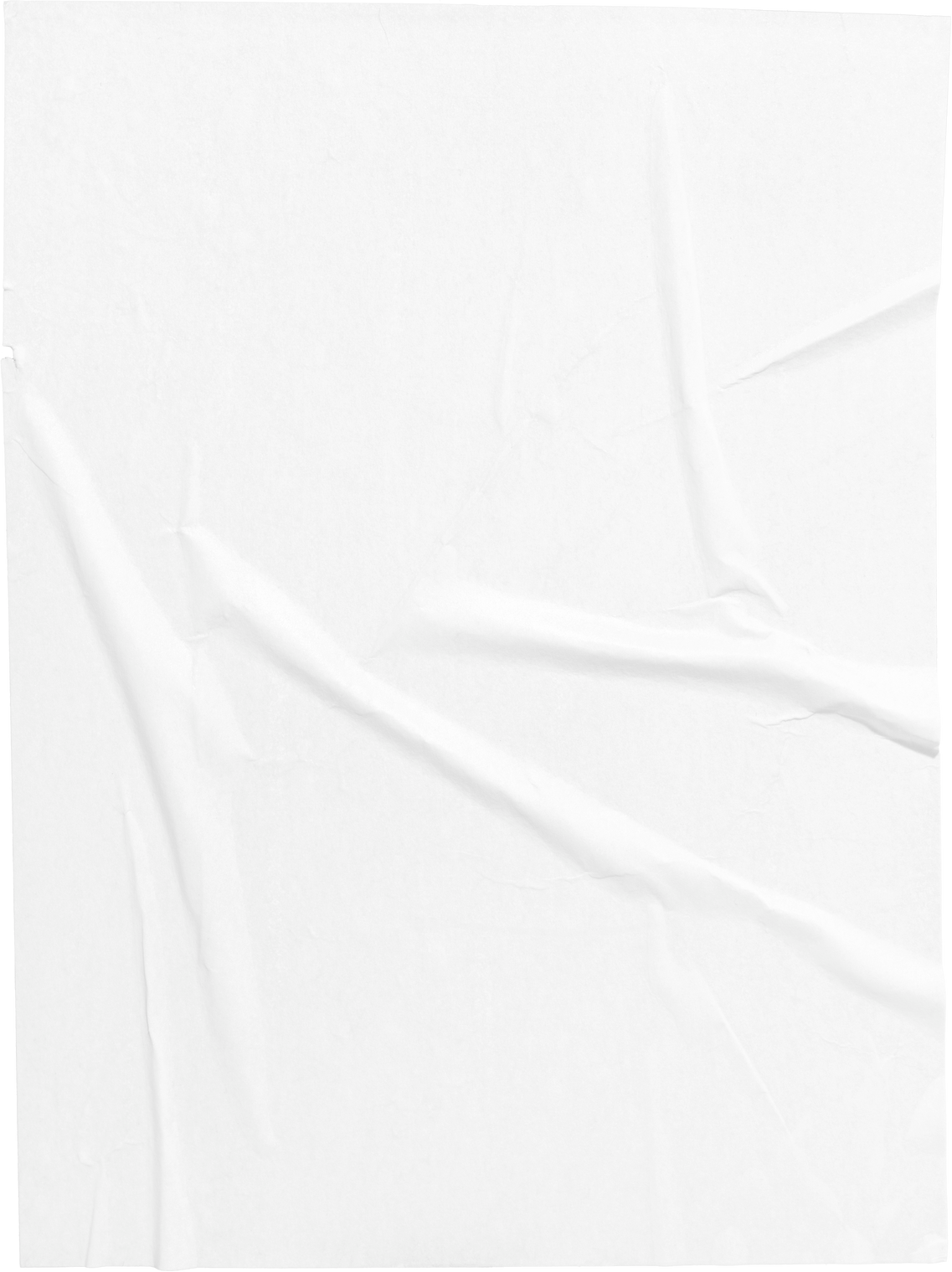 Wrinkled White paper poster template isolated